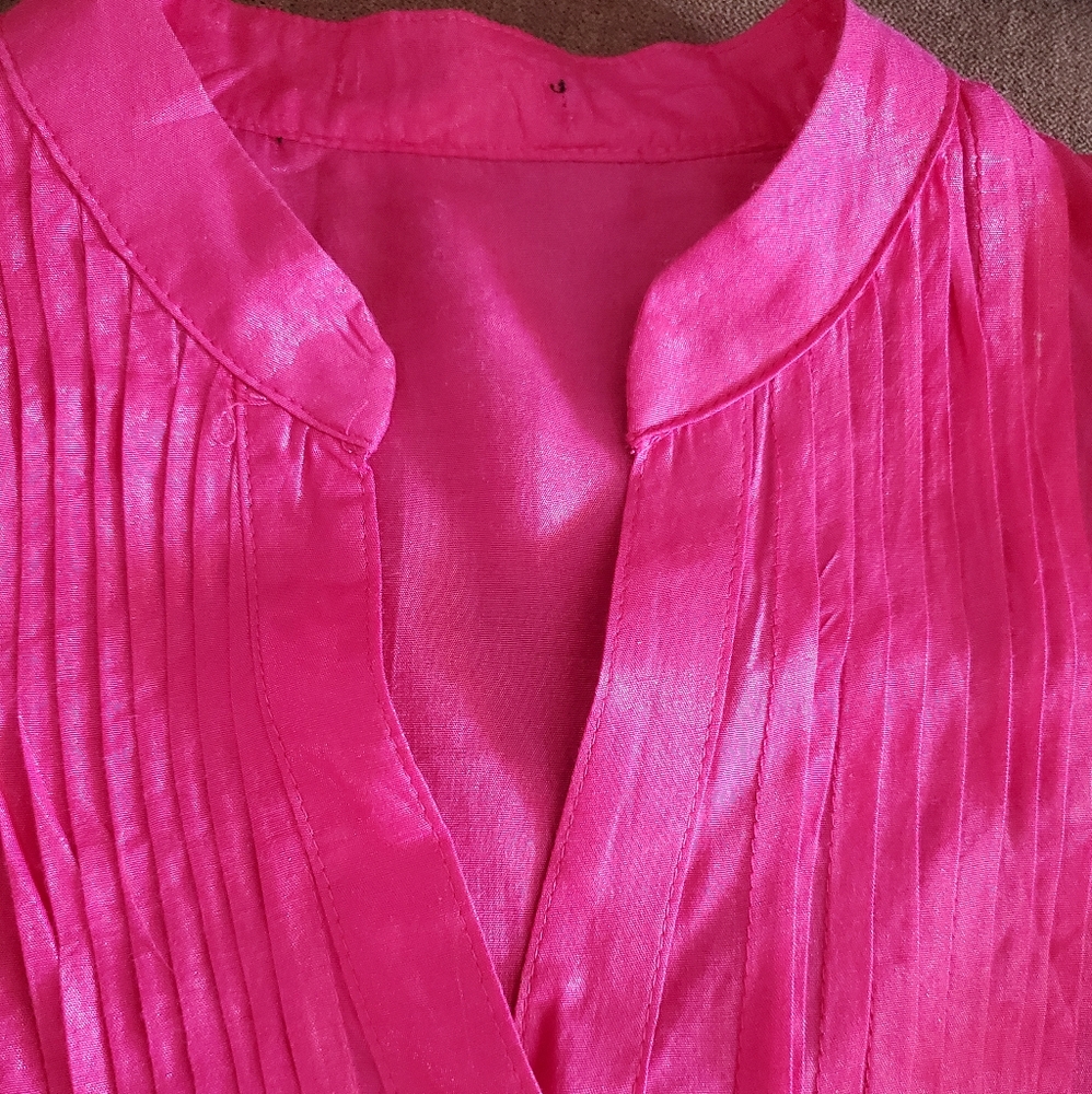 Iridescent Berry Drawstring Asymmetrical Blouse - image 3